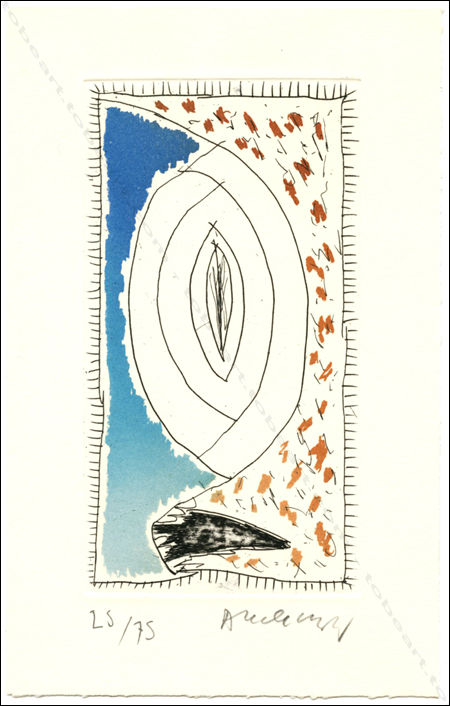 Gravure originale de Pierre ALECHINSKY- Andr Verdet. Les exercices du regard. Paris, Editions Galile, 1991.