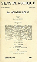 Sens Plastique. Revue mensuelle NXIX. Paris, Librairie-Galerie Le Soleil dans la Tte, 1960.