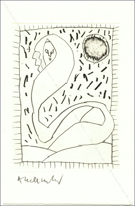 Gravure originale de Pierre ALECHINSKY | Lokenath Bhattacharya | D&eacute;bris reconstruits | Montpellier, Fata Morgana, 1991.