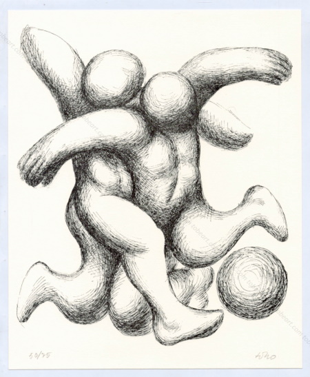 Baltasar LOBO - La partie de ballon. Lithographie originale, 1984.
