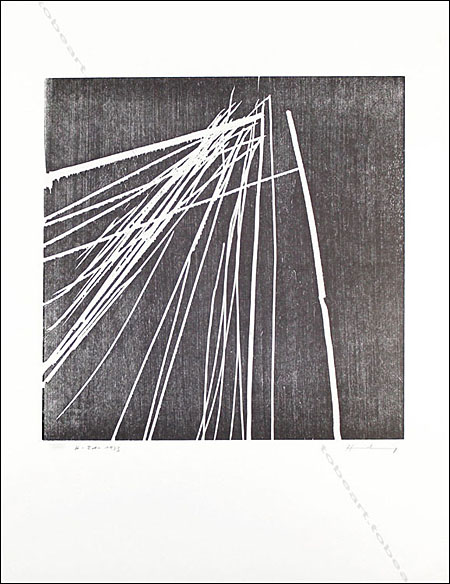 Hans HARTUNG - ESTAMPES : bois grav original H-21-1973 / FINE ART PRINTS : Original woodcut H-21-1973.